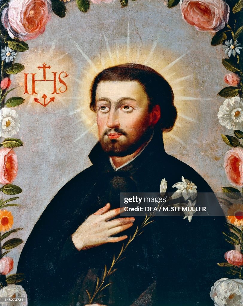 St Francis Xavier surrounded by roses, 18th century, by an artist of the Cuzco school. (Photo by DeAgostini/Getty Images)