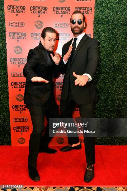 Arin Hanson and Harley Morenstein attend the Creator Clash 2 Boxing Charity Gala at Floridan Palace Hotel on April 16, 2023 in Tampa, Florida.