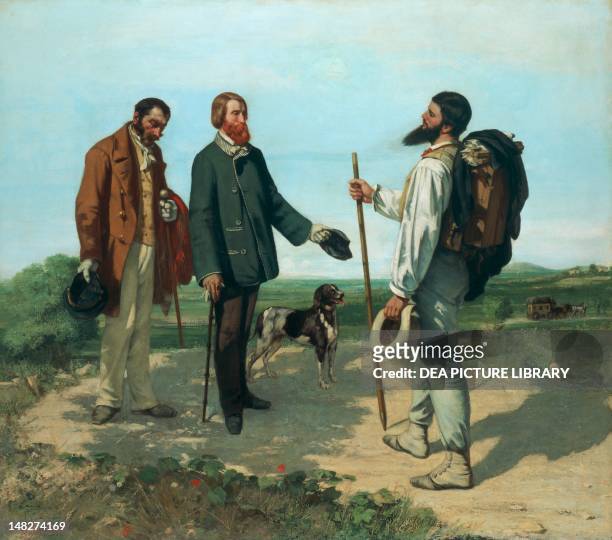 The meeting by Gustave Courbet , oil on canvas, 129x149 cm. ; Montpellier, Musée Fabre .