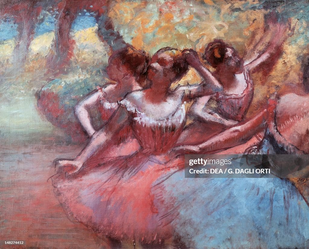 Four dancers on stage, by Edgar Degas (1834-1917). (Photo by DeAgostini/Getty Images)