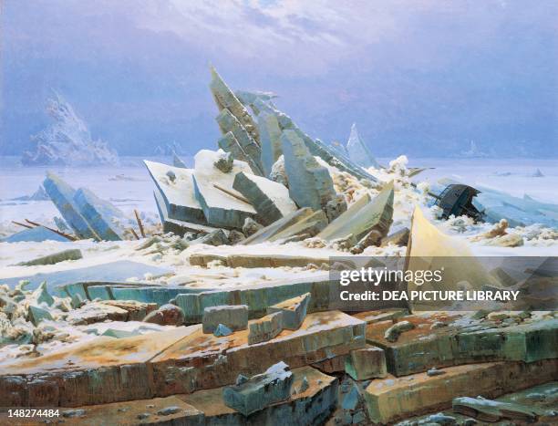 The Sea of Ice by Caspar David Friedrich , oil on canvas. ; Amburgo, Hamburger Kunsthalle.