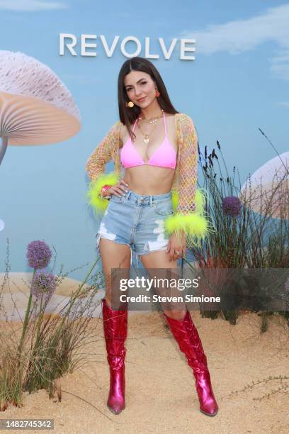 Victoria Justice attends 2023 REVOLVE Festival on April 16, 2023 in Thermal, California.