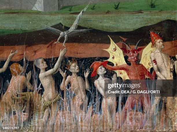 Purgatory, detail from the Coronation of the Virgin Altarpiece by Enguerrand Quarton , tempera on panel, 183x220 cm. ; Villeneuve-Les-Avignon, Musée...