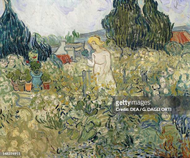 Mademoiselle Gachet in the Garden of Auvers-sur-Oise by Vincent van Gogh , watercolour, 11x14 cm. ; Paris, Musée D'Orsay .
