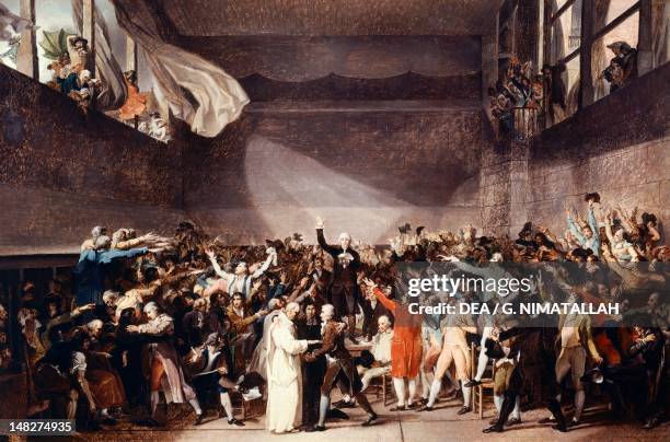 Tennis Court Oath in Versailles on June 20 1784-1794, by Jacques-Louis David , oil on canvas, 65x88.70 cm. ; Paris, Hôtel Carnavalet .