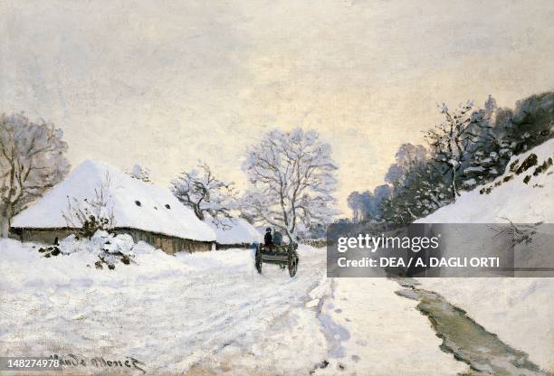 The Carriage- The Road to Honfleur under Snow by Claude Monet . ; Paris, Musée D'Orsay .