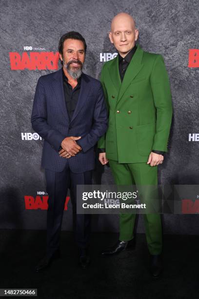 Michael Irby and Anthony Carrigan attends Los Angeles Season 4 premiere of HBO original series "BARRY" at Hollywood Forever on April 16, 2023 in...