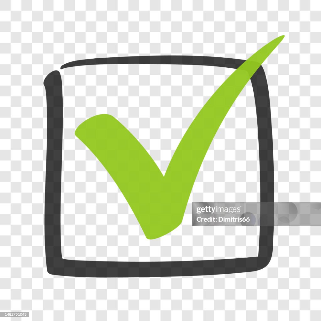Check mark handdrawn icon. Accepted, approved, right, correct, true, done, verified symbol.