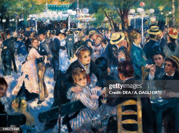 Le Moulin de la Galette by Pierre-Auguste Renoir , oil on canvas, 131x175 cm. ; Paris, Musée D'Orsay .