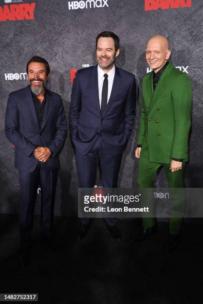 Michael Irby, Bill Hader and Anthony Carrigan attend Los Angeles Season 4 premiere of HBO original series "BARRY" at Hollywood Forever on April 16,...