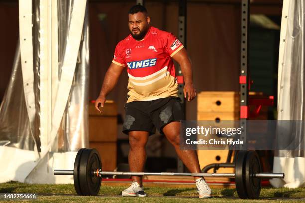 Taniela Tupou during an Australia Wallabies training camp at Sanctuary Cove on April 17, 2023 in Gold Coast, Australia.