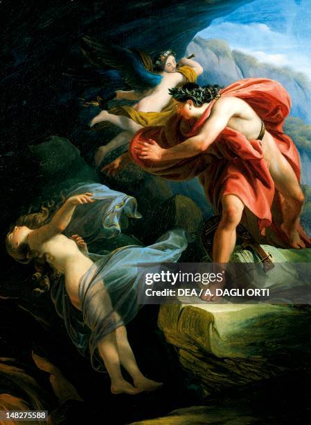 Orpheus and Euridice, by Enrico Scuri , oil on canvas, 46x34 cm. ; Pavia, Musei Civici Del Castello Visconteo, Pinacoteca Malaspina .
