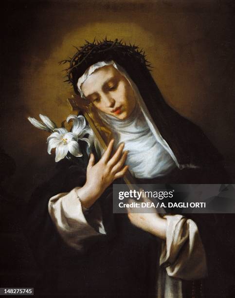 St Catherine of Siena, late 17th century, artist of the Lombard school, oil on canvas, 92x79 cm. ; Pavia, Musei Civici Del Castello Visconteo,...