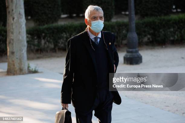 The president of the Royal Spanish Football Federation , Angel Maria Villar, upon his arrival at a trial for the 'Soule case', at the Audiencia...