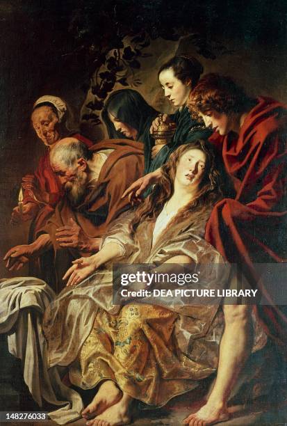 The disciples at the tomb by Jacob Jordaens , 215x146 cm. ; Dresda, Gemäldegalerie Alte Meister .