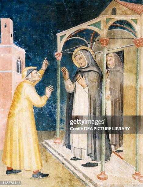 Episode in the life of St Peter Martyr, 14th century, by unknown painter, fresco. Cathedral of St Maria Assunta, Orvieto, Italy. ; .