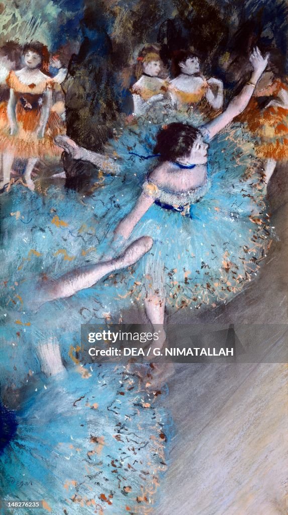 Ballerina on pointe (Green dancer), 1877-1879, by Edgar Degas (1834-1917), pastel and watercolor on paper, 64x36 cm. (Photo by DeAgostini/Getty Images)