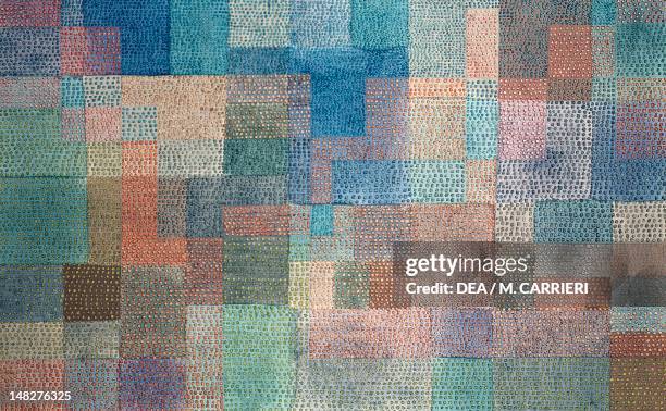 Polyphony by Paul Klee , tempera 5x106 cm. ; Basel, Kunstmuseum .