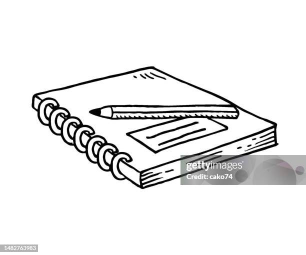 hand drawn sketchbook and pencil - sketchbook stock illustrations