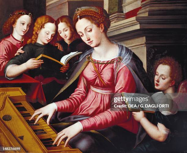 St Cecilia at the spinet, by Sandro Botticelli school . ; .