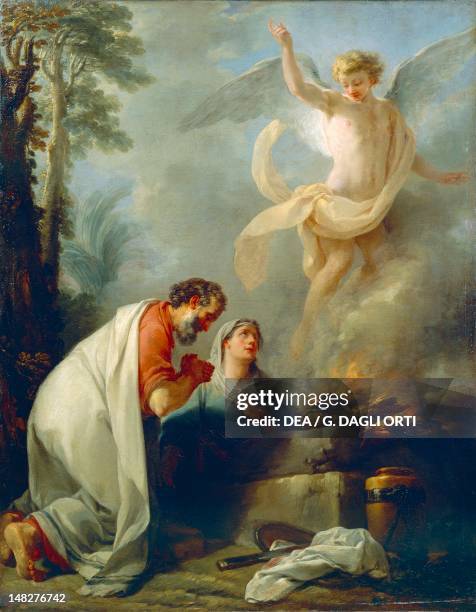 The sacrifice of Manoah, father of Samson, ca 1760, by Simon Julien , oil on canvas. ; Le Mans, Musée De Tessé .