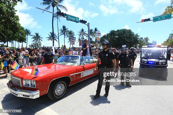 Miami Edison Riot Police officers wearing riot face shields escort Florida State House ...