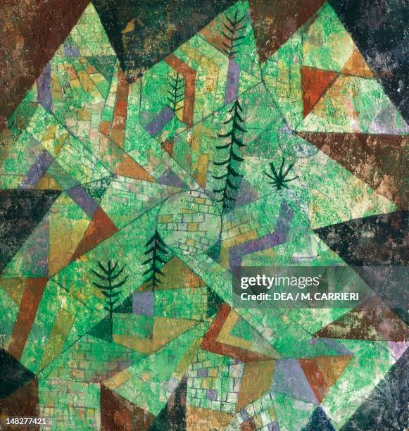 Wald Bau by Paul Klee , mixed media chalk, 27x25 cm. ; .