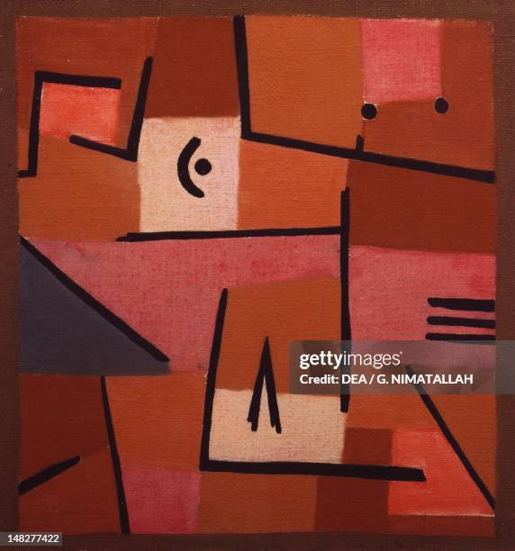 View from Red by Paul Klee , pastels, white cotton, jute on a frame fitted with wedges, 47x50 cm. ; .