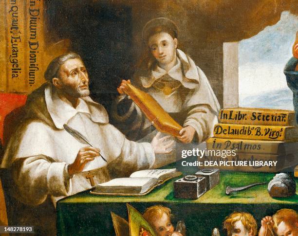 St Albert the Great and St Thomas of Aquinas, detail, St Paul appears to St Albert the Great and St Thomas of Aquinas, by Alonso Antonio Villamor ....