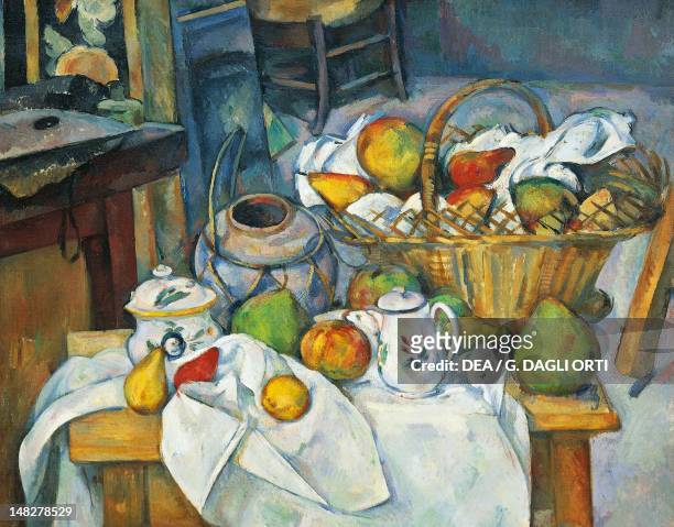 Still life with basket, by Paul Cezanne . ; Paris, Musée D'Orsay .