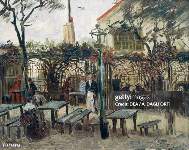 The terrace of the Guinguette Cafe in Montmartre by Vincent van Gogh , oil on canvas, 49x64 cm. ; Paris, Musée D'Orsay .