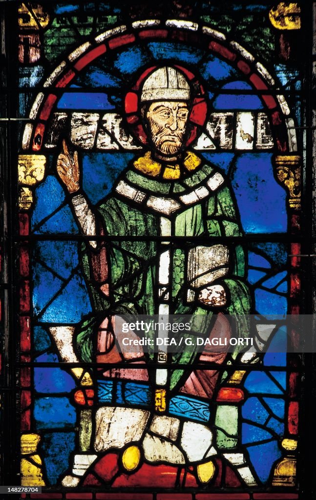 St Thomas Becket, archbishop of Canterbury, 13th century, stained ...