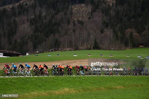 General view of the peloton passing through a landscape during the 46th Tour of the Alps 2023, Stage 1 a 127.5km stage from Rattenberg to Alpbach...