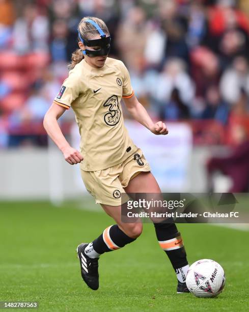 Melanie Leupolz of Chelsea in action during the Vitality Women's FA Cup Semi Final match between Aston Villa and Chelsea at Poundland Bescot Stadium...