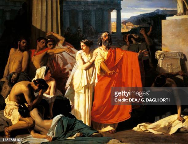 Oedipus and Antigone during the plague in Thebes, by Eugene-Ernest Hillemacher . ; Orleans, Musée Des Beaux-Arts .