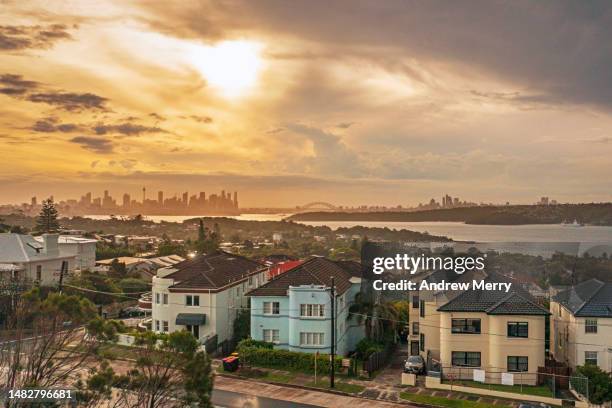 houses in city summer sun set, sydney australia - apartment australia bildbanksfoton och bilder