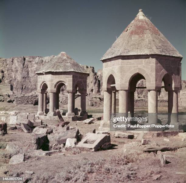 Remains of Seljuk pavilions at the site of the Van Fortress, also known as Van Citadel, a massive stone fortification located west of the city of Van...