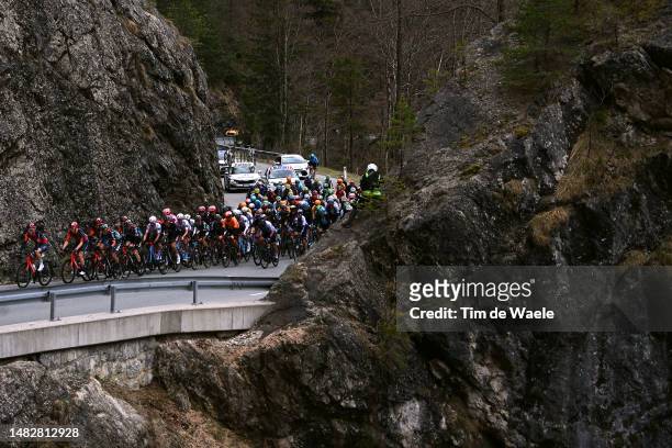 General view of the peloton compete climbing to the Brandenberg during the 46th Tour of the Alps 2023, Stage 1 a 127.5km stage from Rattenberg to...