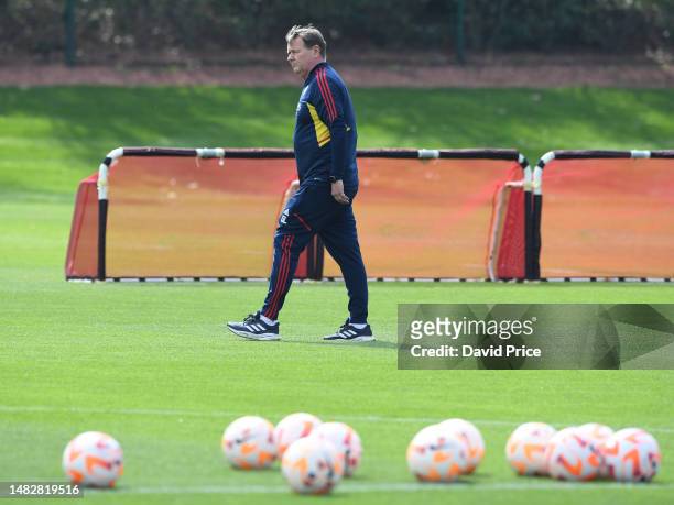 Gary Lewin the Arsenal Women's Head of Medicine and Sports Science during the Arsenal Women's training session at London Colney on April 17, 2023 in...