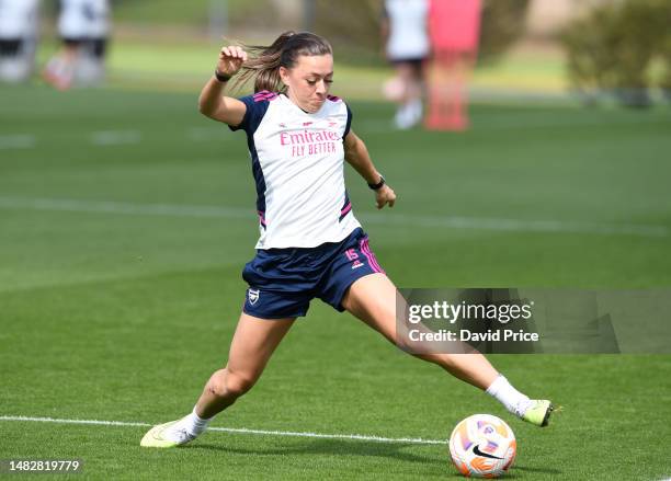 Katie McCabe of Arsenal during the Arsenal Women's training session at London Colney on April 17, 2023 in St Albans, England.