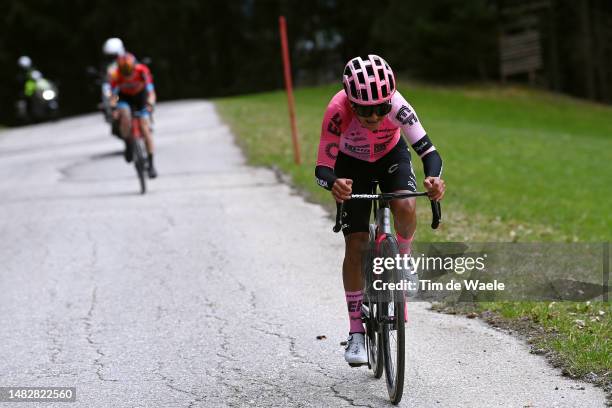 Alexander Cepeda of Ecuador and Team EF Education-Easypost attacks in the breakaway ahead of Jack Haig of Australia and Team Bahrain Victorious...