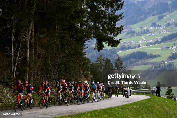 General view of the peloton passing through a landscape during the 46th Tour of the Alps 2023, Stage 1 a 127.5km stage from Rattenberg to Alpbach...