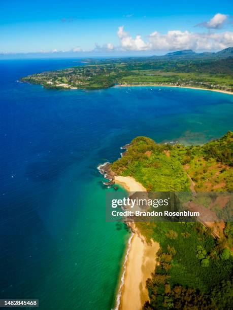 aerial view of the volcanic landscape of kauai, hawaii - hawaii islands stock-fotos und bilder