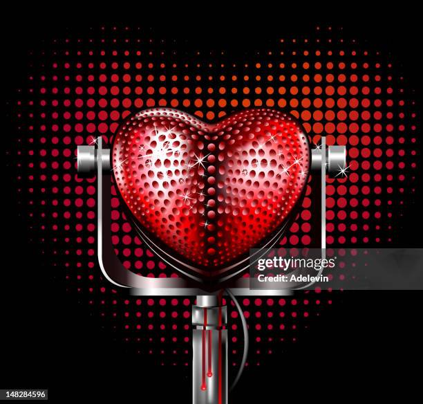 microphone heart - microphone background stock illustrations
