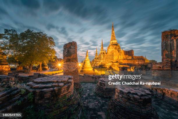 landmark place thailand temple ayutthaya world heritage - stupa imagens e fotografias de stock