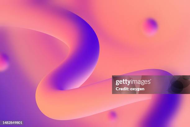 abstract swirl helix motion blured curve soft shape with circles neon purple orange light background - farbbild stock-fotos und bilder