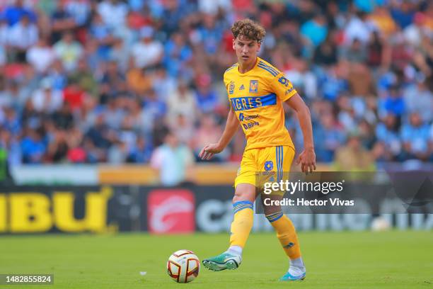 Igor Lichnovsky of Tigres passes the ball during the 15th round match between Querataro and Tigres UANL as part of the Torneo Clausura 2023 Liga MX...