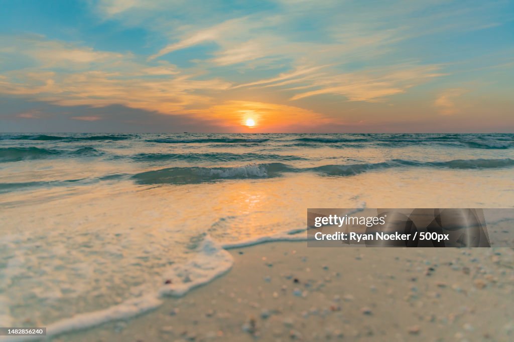 Scenic view of sea against sky during sunset,Indian Rocks Beach,Florida,United States,USA