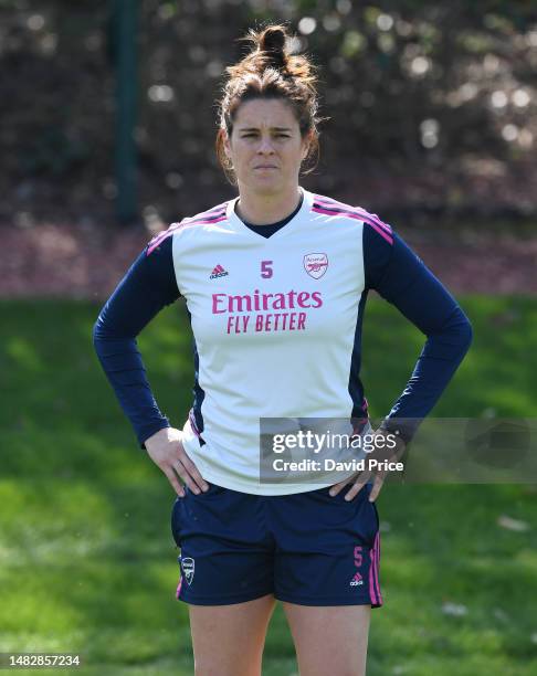 Jennifer Beattie of Arsenal during the Arsenal Women's training session at London Colney on April 17, 2023 in St Albans, England.