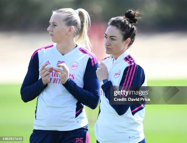 Jodie Taylor of Arsenal during the Arsenal Women's training session at London Colney on April 17, 2023 in St Albans, England.